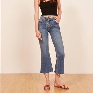 Reformation mid crop lace up denim jeans size 28